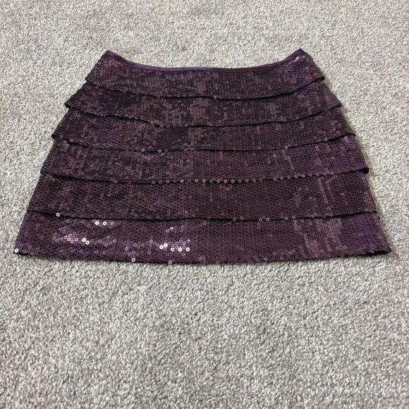 Forever 21 Skirt Womens Small Purple Sequin Tiered Mini Party Clubwear - Picture 2 of 10